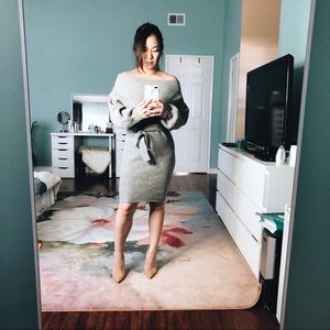 Off shoulder sweater dress